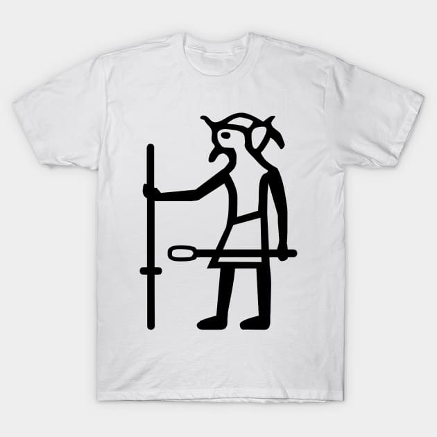 Egyptian Hieroglyphs King with Staff and Mace with Round Head T-Shirt by Pixel4Art